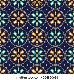 Abstract seamless pattern of circles and ovals. Vector illustration.