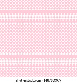 Abstract seamless pattern with circles. Pink background with white polka dots. Template design for invitation, poster, card, flyer, banner.