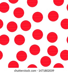 Abstract seamless pattern with circles. Red background with white polka dots. Template design for invitation, poster, card, flyer, banner. 
