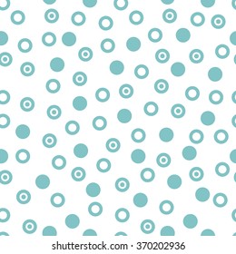 Abstract seamless pattern with circles and rings on white background. Abstract round seamless pattern. Vector illustration.