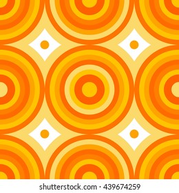 Abstract seamless pattern of circles and sectors spilling yellow shades