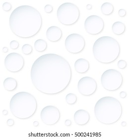 Abstract seamless pattern. Circles with shadows, isolated on white background. Vector Background.