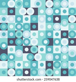 Abstract seamless pattern with circles and squares.