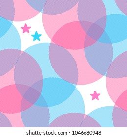 Abstract seamless pattern with circles and stars. Geometry vector pattern. Textile background