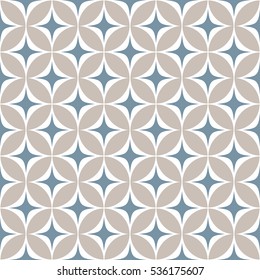 Abstract seamless pattern with circles and stars. White background.
