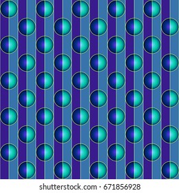 Abstract seamless pattern, circles and stripes. Violet, blue, turquoise vector illustration.