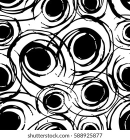Abstract seamless pattern with circles and strokes