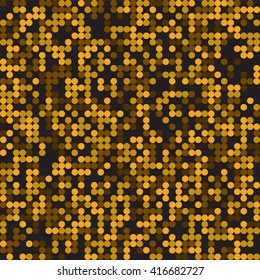 Abstract seamless pattern with circles.  Vector yellow and black background.