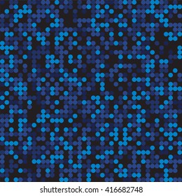 Abstract seamless pattern with circles.  Vector blue and black background.