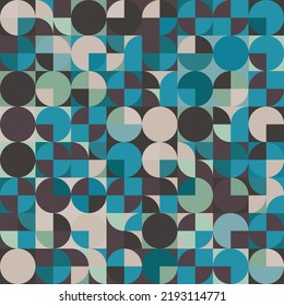 Abstract seamless pattern with circles. Vintage background in cool colours