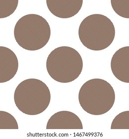Abstract seamless pattern with circles. White background with brown polka dots. Template design for invitation, poster, card, flyer, banner.