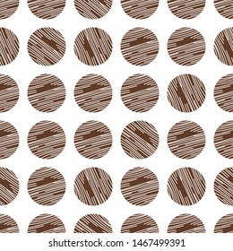 Abstract seamless pattern with circles. White background with brown polka dots. Template design for invitation, poster, card, flyer, banner.