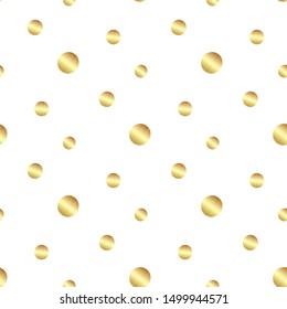 Abstract seamless pattern with circles. White background with golden gradient polka dots. Template design for invitation, poster, card, flyer, banner.