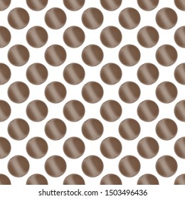 Abstract seamless pattern with circles. White background with brown gradient polka dots. Template design for invitation, poster, card, flyer, banner.