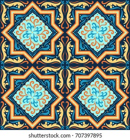 Abstract seamless pattern of circular ornaments. Wallpapers, ceramic tiles, decorative borders.