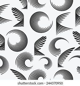 Abstract Seamless Pattern with Circular Unusual Spirals. 