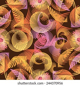 Abstract Seamless Pattern with Circular Unusual Spirals.