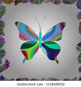 Abstract seamless pattern for clothes, boys, girls, wallpaper. Vector. Vector with butterfly. Illustration in white, green and black colors.
