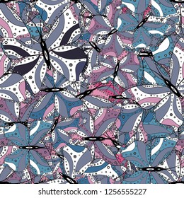 Abstract seamless pattern for clothes, boys, girls, wallpaper. Hand-drawn illustration. Beautiful background of colorful butterflies. Vector.