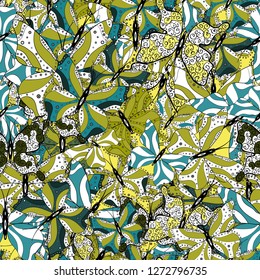 Abstract seamless pattern for clothes, boys, girls, wallpaper. Seamless pattern background with insect. Vector illustration. Different beautiful butterflies flying for coloring book.
