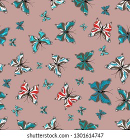 Abstract seamless pattern for clothes, boys, girls, wallpaper. Hand-drawn illustration. Vector. Beautiful background of colorful butterflies.