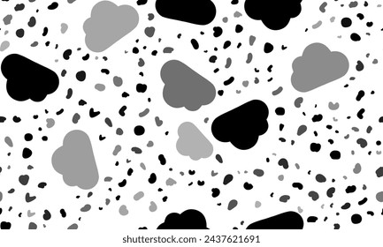 Abstract seamless pattern with cloud symbols. Creative leopard backdrop. Vector illustration on white background