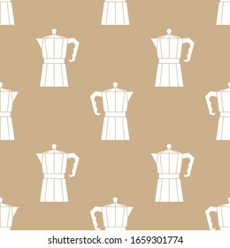 Abstract seamless pattern with coffee pots. Moka pot seamless print. Vector design template.