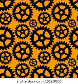Abstract seamless pattern with cogwheels. Endless print silhouette texture - vector 