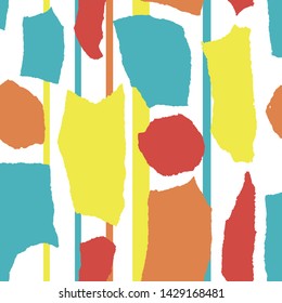 Abstract seamless pattern collage. Modern creative style. Texture background trendy. Cutting paper shape. Vector illustration