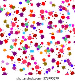 Abstract seamless pattern with color blots. Vector illustration for festival of Holi