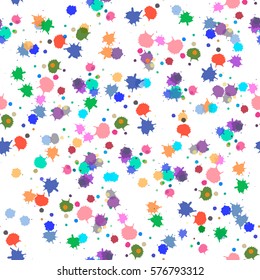 Abstract seamless pattern with color blots. Vector illustration for festival of Holi