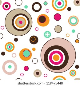 Abstract seamless pattern with color circles on white