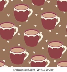 Patrón Abstractas sin costuras con tazas de color. Fondo de garabato de cocina. Diseño para póster, tela, textil.