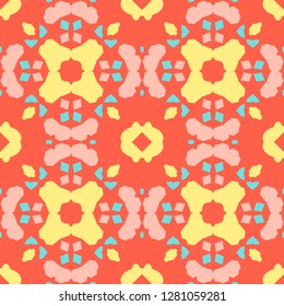 Abstract seamless pattern. The color palette "Coral Reef". Soft warm colors. Tile for floor, ceiling, wall, bathroom, kitchen, living room, vinyl surface, napkin, paper, etc.