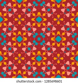Abstract seamless pattern. The color palette "Coral Reef". Soft warm colors. Tile for floor, ceiling, wall, bathroom, kitchen, living room, vinyl surface, napkin, paper, etc.