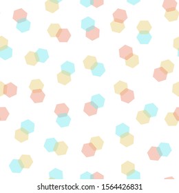 Abstract seamless pattern of color polygon shape on white background. Vector illustration.