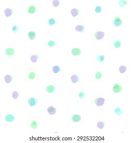 Abstract seamless pattern with color spots on white background. Multicolor splashes texture. Hand drawn circle shapes