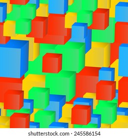 Abstract seamless pattern of colored cubes for your design