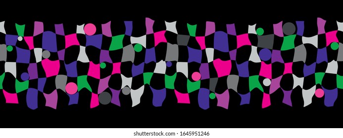 Abstract seamless pattern of colored elements. Drawing the order of the chess grid. Colored squares with distortions. Geometric colorful background.
