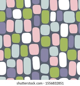 Abstract seamless pattern of colored pastel squares and rectangles.