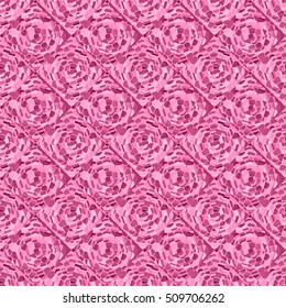 Abstract seamless pattern with colored rose flowers. Mosaic texture of stylized floral motif, rose flowers background. Seamless floral background. Backdrop with roses, vector mosaic picture.