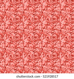 Abstract seamless pattern with colored rose flowers. Mosaic texture of stylized floral motif, rose flowers background. Seamless floral background. Backdrop with roses, vector mosaic picture.