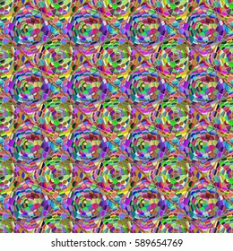 Abstract seamless pattern with colored rose flowers. Mosaic texture of stylized floral motif, rose flowers background. Seamless floral background. Backdrop mosaic picture with roses.