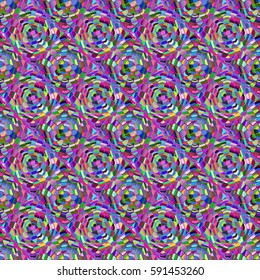 Abstract seamless pattern with colored rose flowers. Mosaic texture of stylized floral motif, rose flowers background. Seamless floral background. Backdrop mosaic picture with roses.