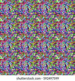 Abstract seamless pattern with colored rose flowers. Mosaic texture of stylized floral motif, rose flowers background. Seamless floral background. Backdrop mosaic picture with roses.