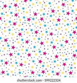 Abstract seamless pattern with colored stars. Vector illustration. Colorful stars seamless pattern.