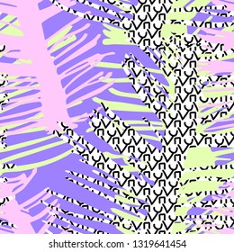 Abstract seamless pattern  with colored and textured branches in doodle style.Vector illustration.