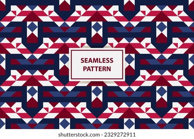 Abstract Seamless Pattern, colored as USA Flag. Vector Illustration of american Background for Celebration Holiday American President Day, memorial day