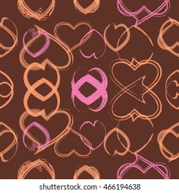 Abstract Seamless Pattern. Colorful Background with Hearts. Love card Design.