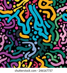 Abstract seamless pattern of colorful brush strokes